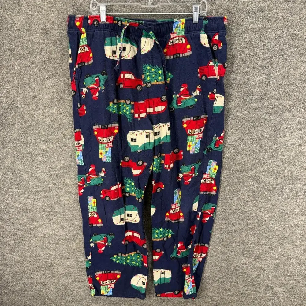 Old Navy Pajama Pants Boys XL Blue Car Print Drawstring Cotton Flannel Sleepwear